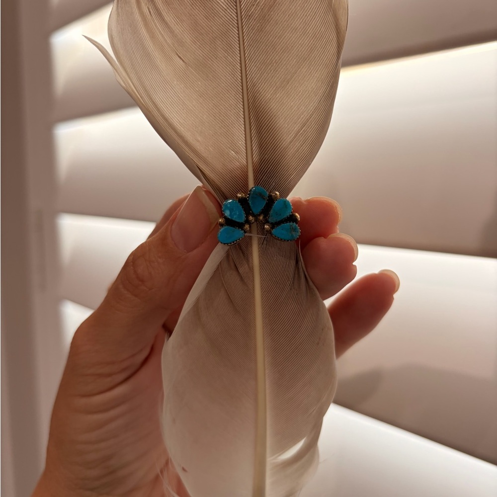 Genuine Turquoise Sterling Silver Teardrop Ring